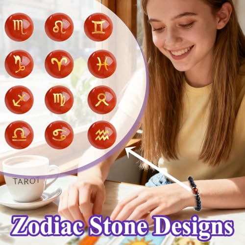 Zodiac Bracelet for Women Men 12 Constellations with Healing Crystals Spiritual Jewelry Birthday Gift for Horoscope Lovers Bracelet Gift Pisces Medium