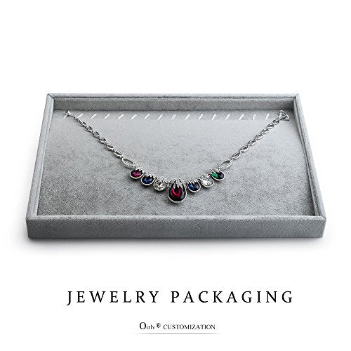 Oirlv Velvet Stackable Jewelry Display Trays Showcase Jewelry Organizer Storage Trays(necklace display)