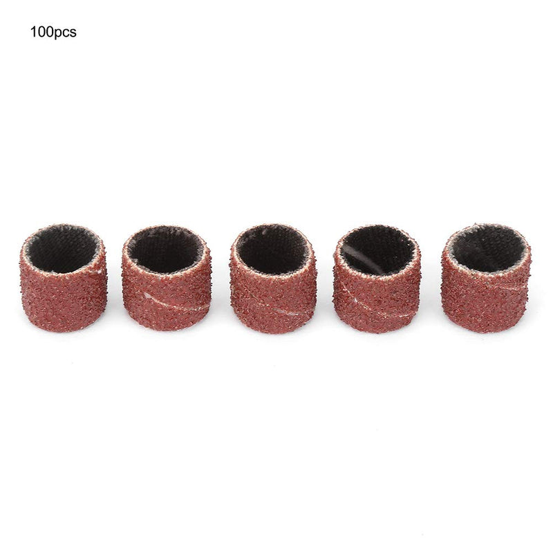 100pcs Sandpaper Rings 80 Grit 12mm Paper Ring for Sandpaper Wheel + 2 Rods Emery Cloth Sanding Sleeves High Quality Durable