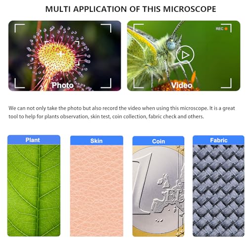 1080P Handheld Digital Microscope, Portable USB Microscope with 50-1000X Magnification and Adjustable Stand, Compatible with iPhone, Android, Mac and Windows PCs
