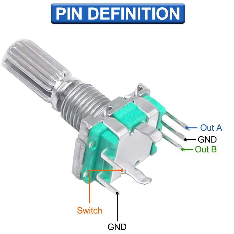 [Australia - AusPower] - EC11 Rotary Encoder, 360 Degree Rotary Encoder Code Switch 20mm,Digital Potentiometer Push Button 5 Pins,with Knob Cap for Electronics Projects - 12Pcs 