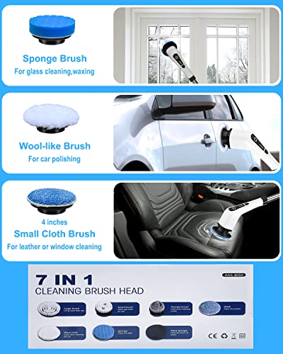 Leebein ANS-8050 Electric Spin Scrubber Replacement Brush Heads, 7pcs Extra Brush Accessories Kit for Leebein ANS-8050 Electric Cleaning Brush - Scrubber Not Included