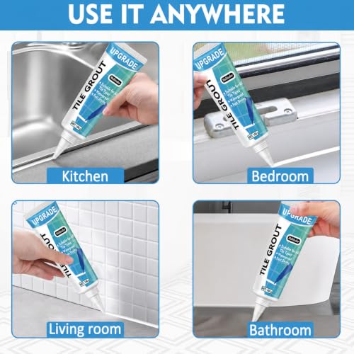 Tile Grout Repair Kit, 2 Pack White Grout Paint for Bathroom Shower Kitchen