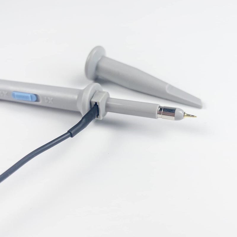 OWON 100 MHz Oscilloscope Probe Kit, BNC Oscilloscope Clamp Button Head Damping Can Be Adjusted with 1x or 10x Slide Switch for Oscilloscopes