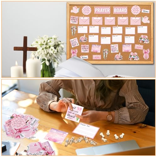 Watersay 78 Pcs Prayer Board Supplies Christian Cards Bible Verse, Coquette Sweet