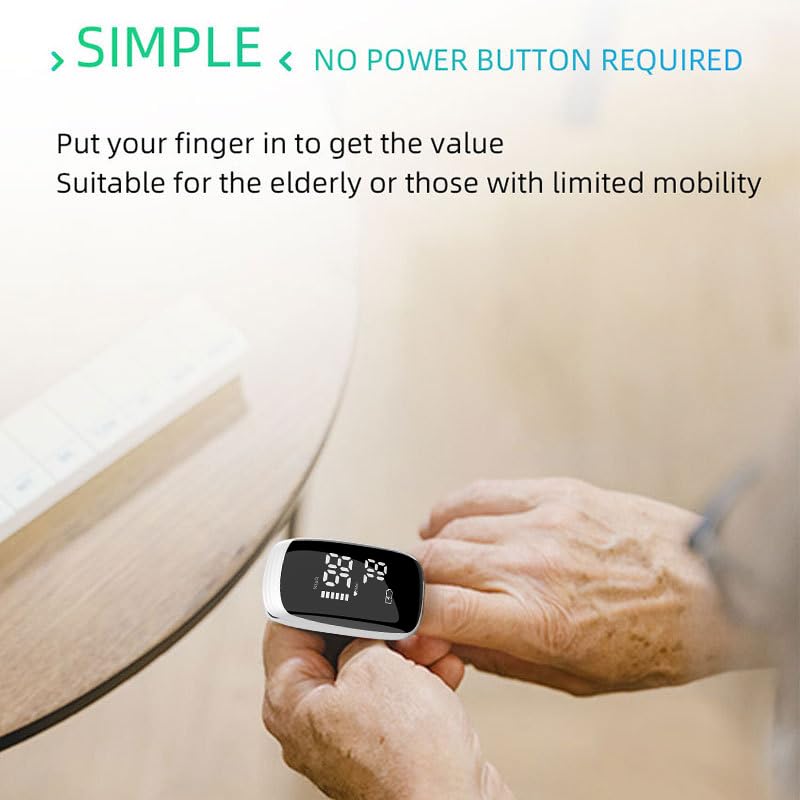 [Australia - AusPower] - Pulse Oximeter Fingertip, Pulse Oximeter with Rechargeable, Oxygen Meter Finger Pulse Oximeter, Fingertip Blood Oxygen Saturation Monitor Rechargeable, Accurate Fast SpO2 Reading for Sports (White) 