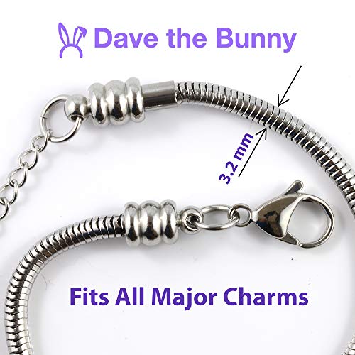 Dave The Bunny Pie Baking Slice 3D Fork Snake Chain Charm Bracelet
