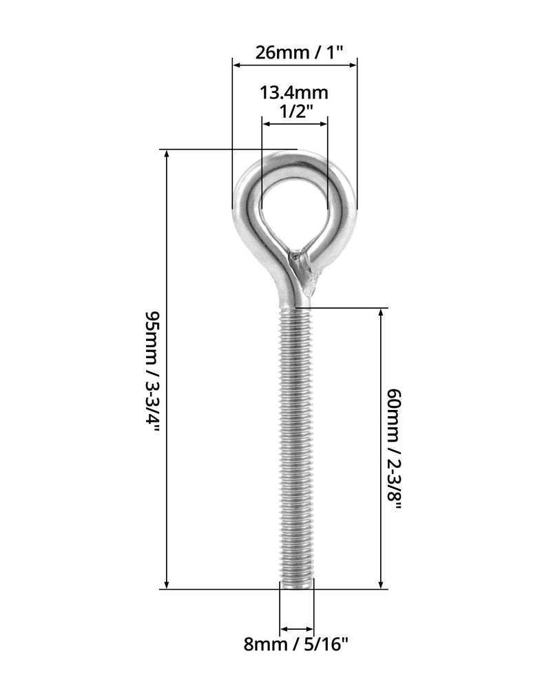[Australia - AusPower] - QWORK M8 Eye Bolt Ring Bolts, 10 Pack Heavy Duty Stainless Steel Shoulder Lifting Ring Threaded Eyebolts, Welded Closed Screw Rod Eye Screw Bolts 