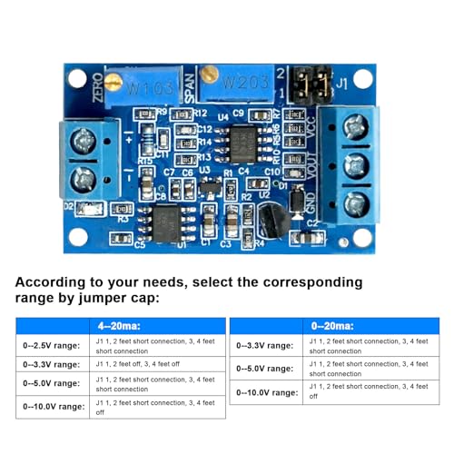 Current to Voltage Converter Module 0/4-20mA to 0-3.3V 5V 10V Voltage Transmitter, Current Transformer Module Signal Conversion Board