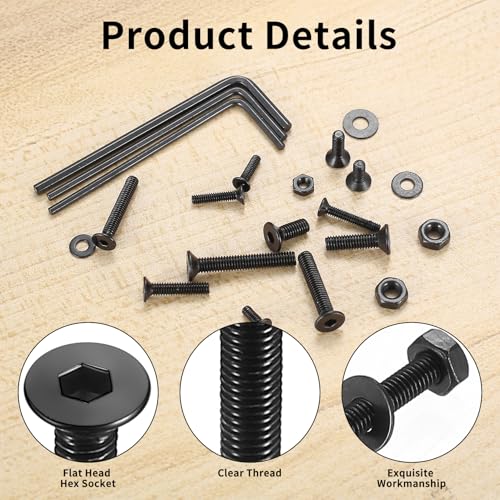 Bnnrjia 1005-piece M2, M2.5, M3 metric screw and bolt assortment with black hex socket countersunk screws and washers