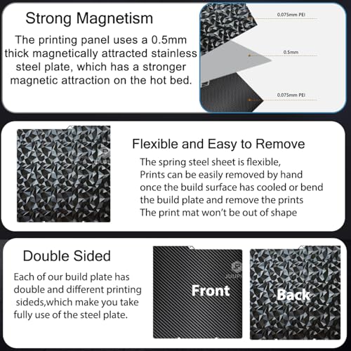 Double-sided printing PEI Heatingbed PEO-PET 3D printer Kobra S1 heated bed, carbon fiber + small diamond pla plate, 264x276mm textured spring steel print bed for Anycubic Cobra S1/Kobra S1 Combo