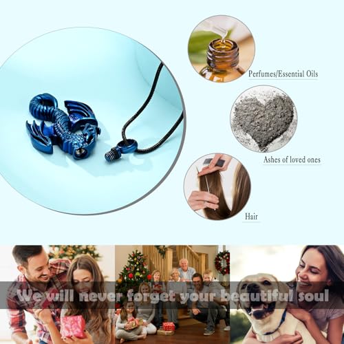 Dragon Urn Necklace for Ashes Viking Cremation Jewelry Stainless Steel Memorial Necklaces Ash Holder for Human Pets Keepsake Jewelry with Fill Tool Blue