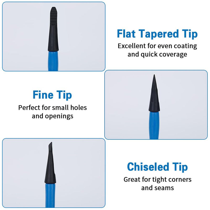 [Australia - AusPower] - Silicone Glue Brush with Different Head, Fine Tip, Chiseled Tip and Flat Tapered Tip, Easy to Clean Suitable for Woodworking, Crafters, Waterproof Bristles and Spatula Used for Wet-Glue. 3pcs Blue Brush-3Pc Blue 