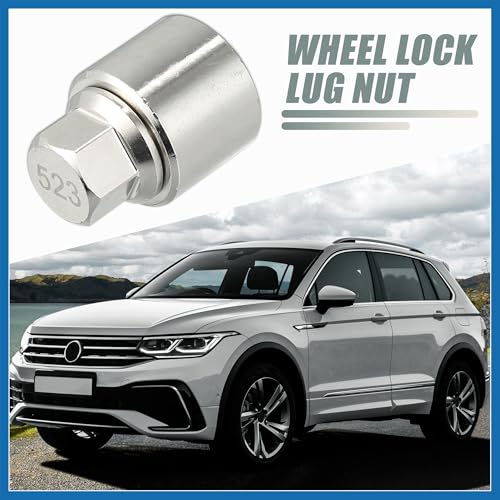 A ABSOPRO metal wheel lock lug nut anti-theft socket key for VW Touareg, close-up view