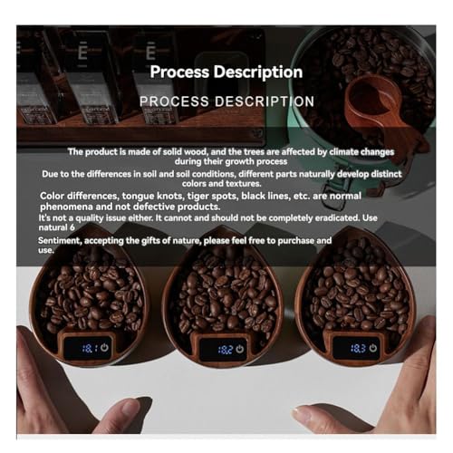 Coffee Bean Weigher, Tea Leaf Scale, Walnut Hand Brewing Electronic Scale Coffee Bean Scale Accurate to 0.1g