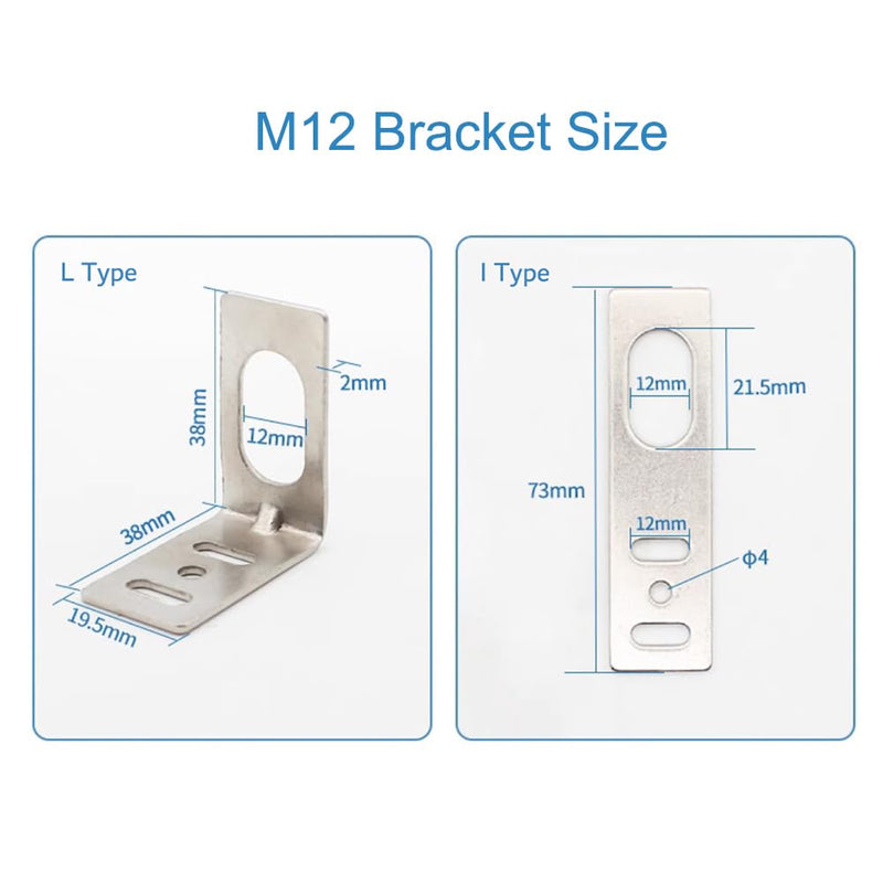 [Australia - AusPower] - 4PCS NJK-5002C Hall Effect Sensor M12 NPN NO + 10PCS M12 L Bracket 