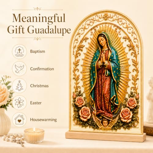 Our Lady of Guadalupe Statue Acrylic Decor Religious with Stand Our Lady of Guadalupe