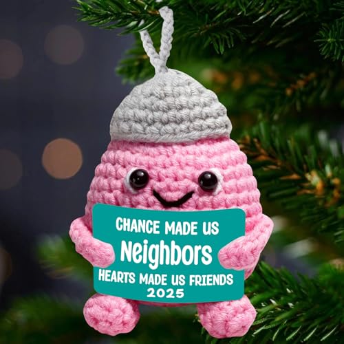 Mini Handmade Crochet Christmas Ornament 2025 – God Blessed Christian Keepsake for Couples, Religious Holiday Tree Decoration, Engagement or Wedding Gift, Romantic Faith Inspired Home Accent