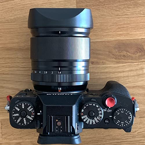Haoge Lens Hood Metal Square Bayonet for Fujifilm Fuji Fujinon XF 18mm F1.4 R LM WR Lens with Metal Front Cap Kit, Replaces Fuji xf18mmf/1.4 Lens Hood LH-XF18 on Camera X-T4 X-S10 X-T30 XE4