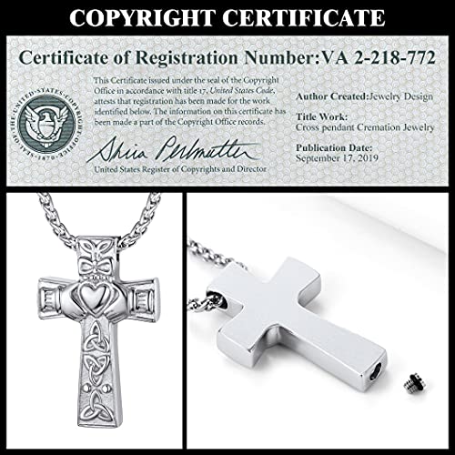 Richsteel Urn Necklaces for Ashes for Women Men Cremation Pendant 01-Steel Celtic Knot Cross no personalized
