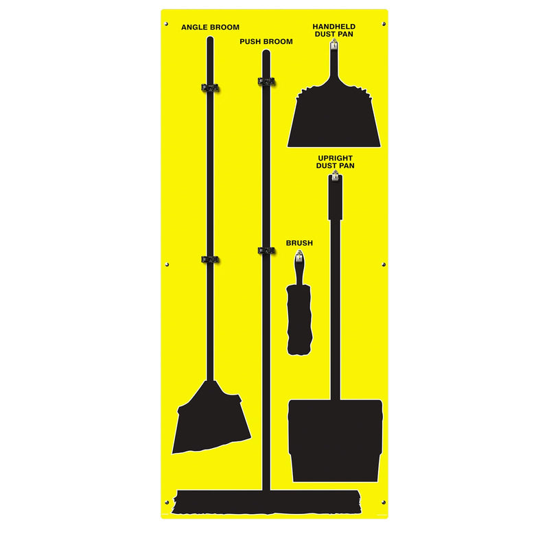 Clean & Sweep 5S Shadow Board/Wall Mount Broom Holder, 68" x 30" Board, 5S Cleaning Station - Board Only, Tools Sold Separately, Made in The USA by AccuformNMC, Yellow/Black, PSB614YLBK Max-Duty Aluminum