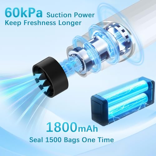 Kssvzz Handheld Food Vacuum Sealer Machine with 10 Reusable Vac Seal Bags Vacuum Bag Sealer Kit (10 Bags)