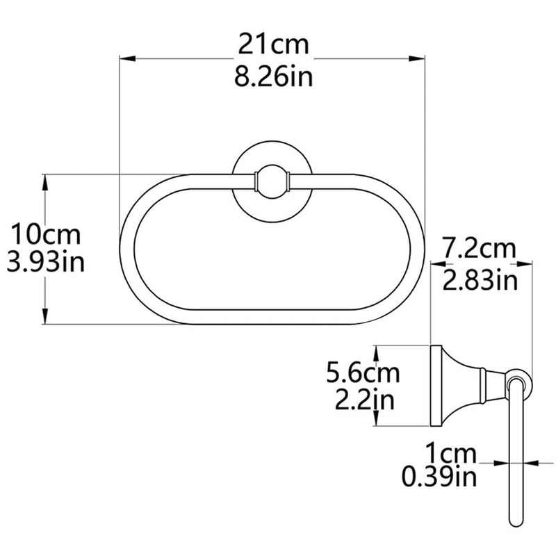 Antique Brass Oval Towel Ring 8.26'' /21cm Bathroom Towel Hanger Cabinet Towel Holder for Bathroom Kitchen Accessories Wall Mounted (Black) Black