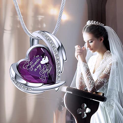 Minicremation Cremation Jewelry for Ashes Pendant - Crystal Heart Urn Necklace with Mini Keepsake Urn Memorial Ash Jewelry Purple-Forever