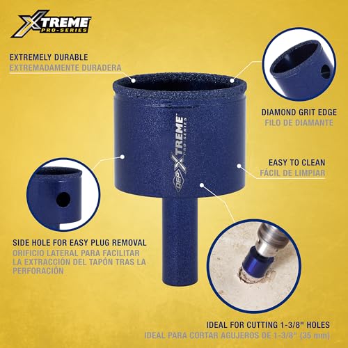 QEP 1-3/8-inch Xtreme wet/dry diamond hole saw with cylindrical cutting edge, product image