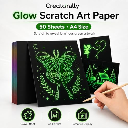 Scratch Art Paper, Fluorescent Scratch Off Sheets for Laser Engraving