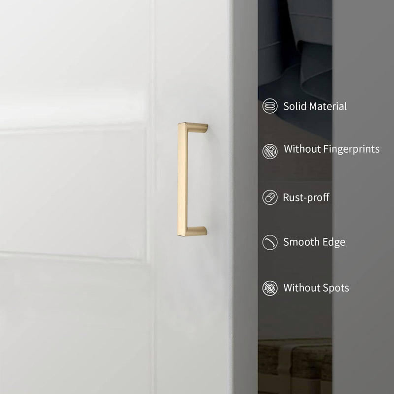 10 Pack 3 Inch(76mm) Kitchen Cabinet Handles Brushed Gold Cabinet Pulls Kitchen Cabinet Hardware Drawer Pulls for Cupboard Wardrobe 3"/76MM Hole Center 10 Pack