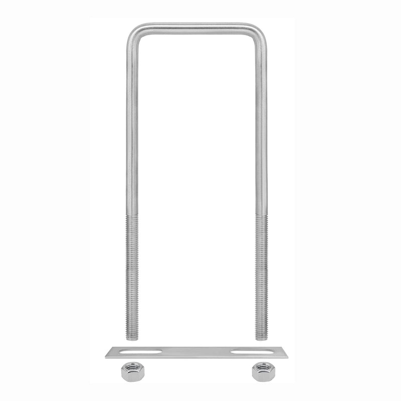 [Australia - AusPower] - 4 Sets 304 Stainless Steel Square U-Bolts 2-3/8"(60mm) Inner Width, 6.3"(160mm) Length Stainless M8 with Nuts, Frame Plate, Accessories for Automobiles Trailer, Boat Trailer Industrial Parts 60×160mm (W*L) 