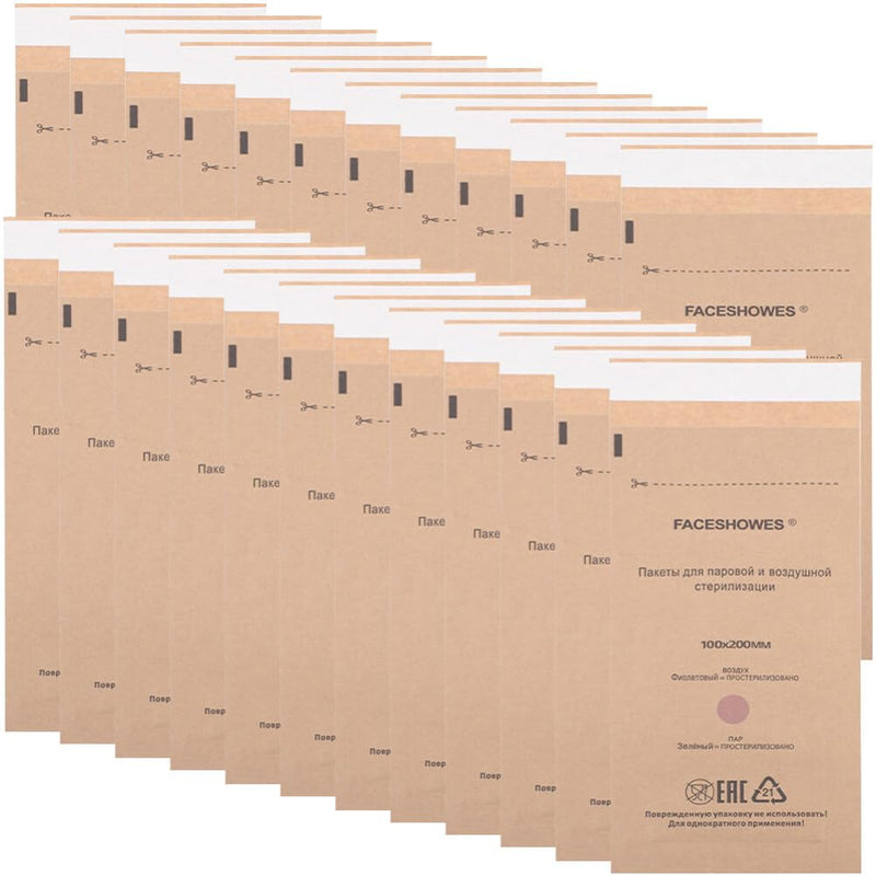 [Australia - AusPower] - GLEAVI Nail Art Bag: 50Pcs Disposable Self Sealing Cleaning Pouch Manicure Disinfection Kraft Paper Bags for Encapsulating Dental Tool Oral Cavity Beauty 