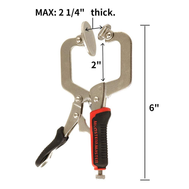 [Australia - AusPower] - Monster & Master 6" C-clamp Face Clamp Locking Plier with Larger Flat Swivel Pads, 2-Piece 6" with Swivel Pads, 2-Piece 