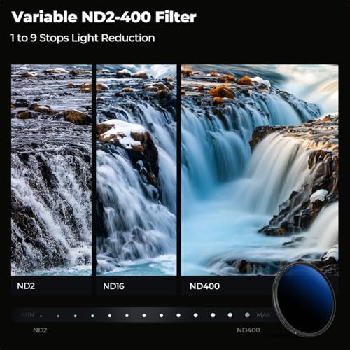 K&F CONCEPT 40.5mm Variable ND Lens Filter ND2-ND400 (1-9 Stops) Ultra Slim