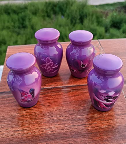 Set of 4 Pretty Keepsake Urns Small for Human Ashes Mini Funeral Cremation Pot with Black Velvet Box