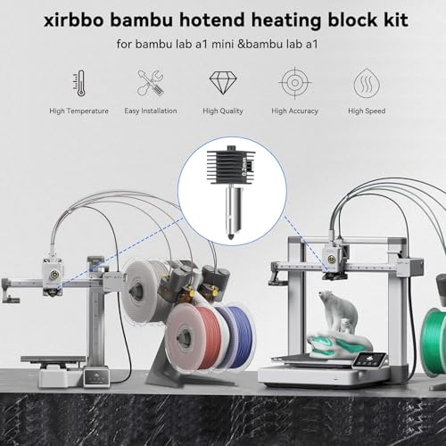3pac A1 Mini/A1/A2L Hot End Kit 0.2mm+0.4mm+0.6mm Extruder Upgrade High Temperature 0.4 mm Hardened Steel Nozzle Replacement with Silicone Cover Sock for Bambu Laboratory 3D Printer