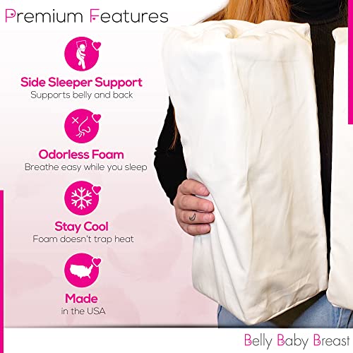 Set of two Belly Baby Breast Pillow wedge pillows for side sleepers and pregnancy support, featuring supportive foam and adjustable design.