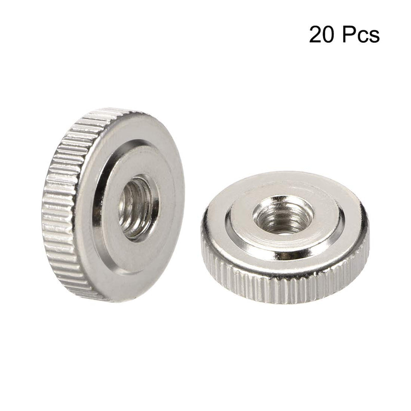 [Australia - AusPower] - uxcell Round Knurled Thumb Nuts Conector Lock Adjusting nuts, M6 Female Threaded Thin Type, Nickel Plated, Pack of 20 