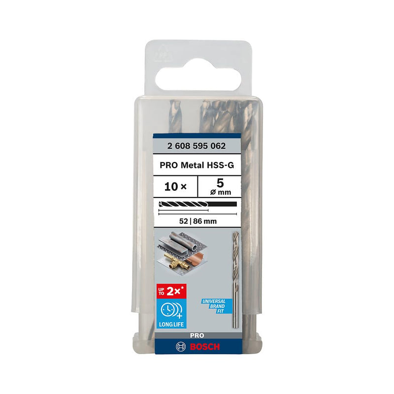 [Australia - AusPower] - Bosch Professional 10x HSS-G Metallbohrer (für Metall, Ø 5 mm, Robust Line, Zubehör Bohrmaschine) Ø 5.00 mm 
