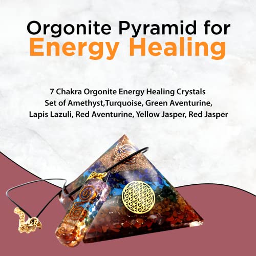Chakra Pyramid - Seven Chakra Pyramid - Orgonite Pyramid for Energy Healing - Orgonite Kit - Protection with Seven Chakra Orgonite Necklace Seven Chakra With Necklace