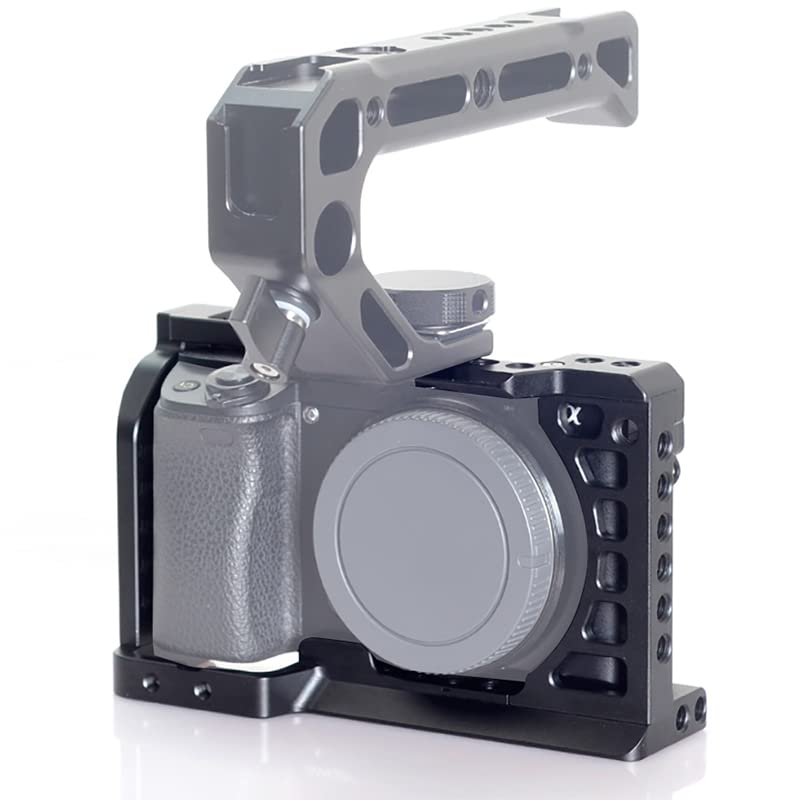 Camera Cage for Sony A6400,Easy Hood Camera Cage for Sony Alpha A6400,Aluminum Vlogging Video Shooting Rig Stabilizer with 1/4" 3/8" Mounting Points and Cold Shoe-A003