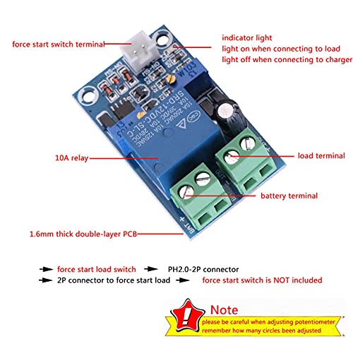 Battery Undervoltage Protection Module, 12 V Battery Voltage Monitor Battery Undervoltage Automatic Recovery Module Low Voltage Shutdown