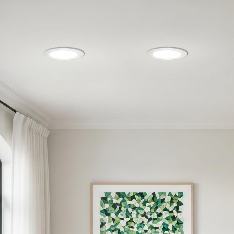 ANWIO Recessed Lighting 6 Inch 5CCT 1000LM High Brightness Flat Retrofit LED Recessed Lights Can Needs, 2700/3000/4000/5000/6000K Selectable Can Lights 10W CRI 80+ Dimmable E26 IC Rated & ETL 5 Pack White 6inch-5pack