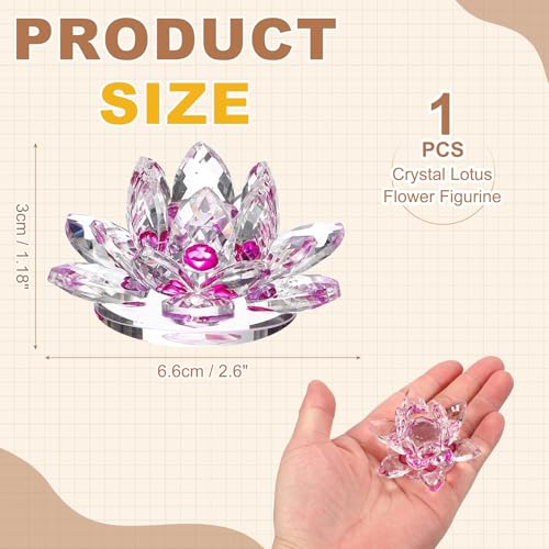 uxcell Crystal Lotus Flower Figurine 2.6"x2.6" Decorative Lotus Flower Ornament Clear Lotus Figurine for Home Office Tabletop Centerpieces, Purple 2.6"x2.6"