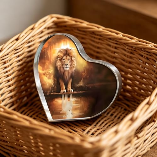 Lion of Judah & Lamb Religious Home Decor for Friends Gifts Acrylic 4x4Inch Lion-Lamb