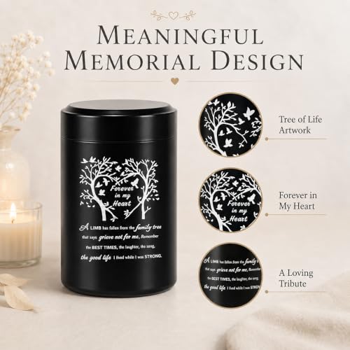 Small Urns for Human Ashes, 4Pcs Metal Ashes Urn with Tree of Life Pattern