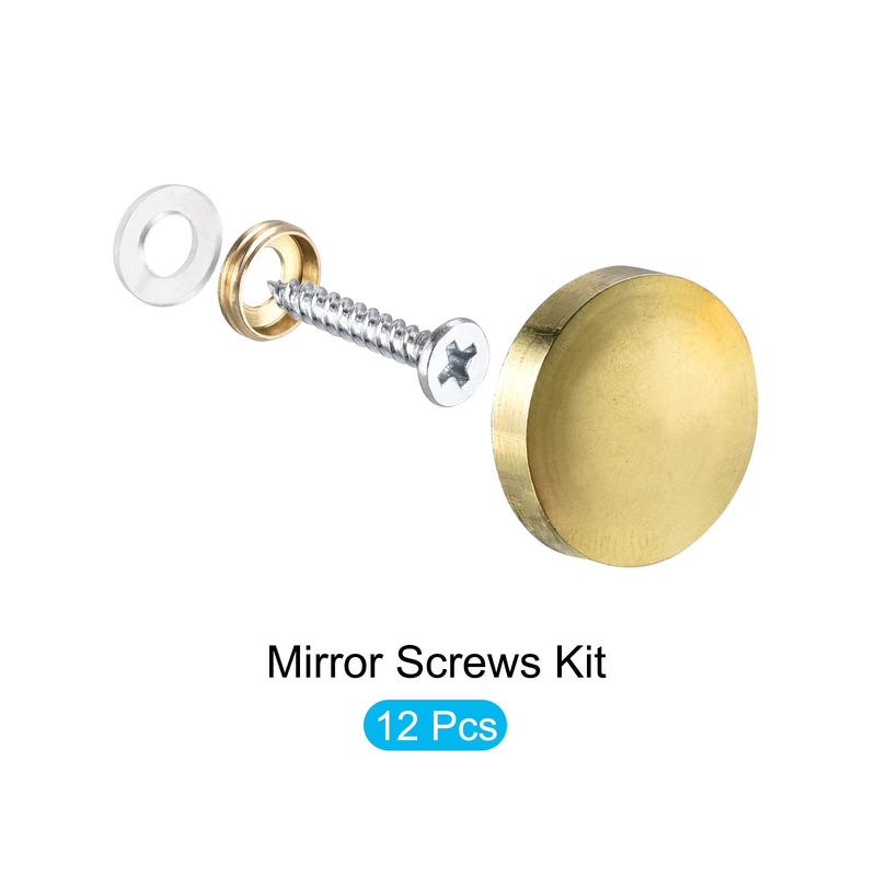 [Australia - AusPower] - Mirror Screws (16mm/0.63") 12Pcs, Decorative Cover Cap Nails Polished - for Sign Advertising Hardware, Construction, Gold Tone 16mm 