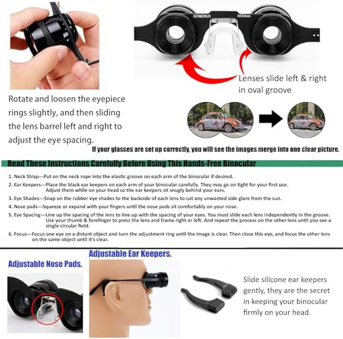 Hands-Free Binoculars Glasses for Opera, TV, Fishing, Concerts, Theater