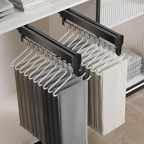 Valet Rod for Closet Pull Out, Adjustable Pants Rack Rail 11.5inch Black 11.5 inch